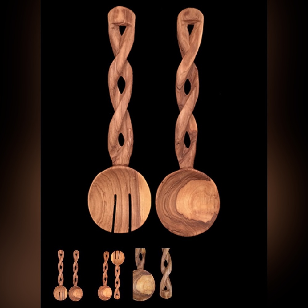 Sandalwood Servers - Handcrafted Wooden Salad Server Set, Kenya